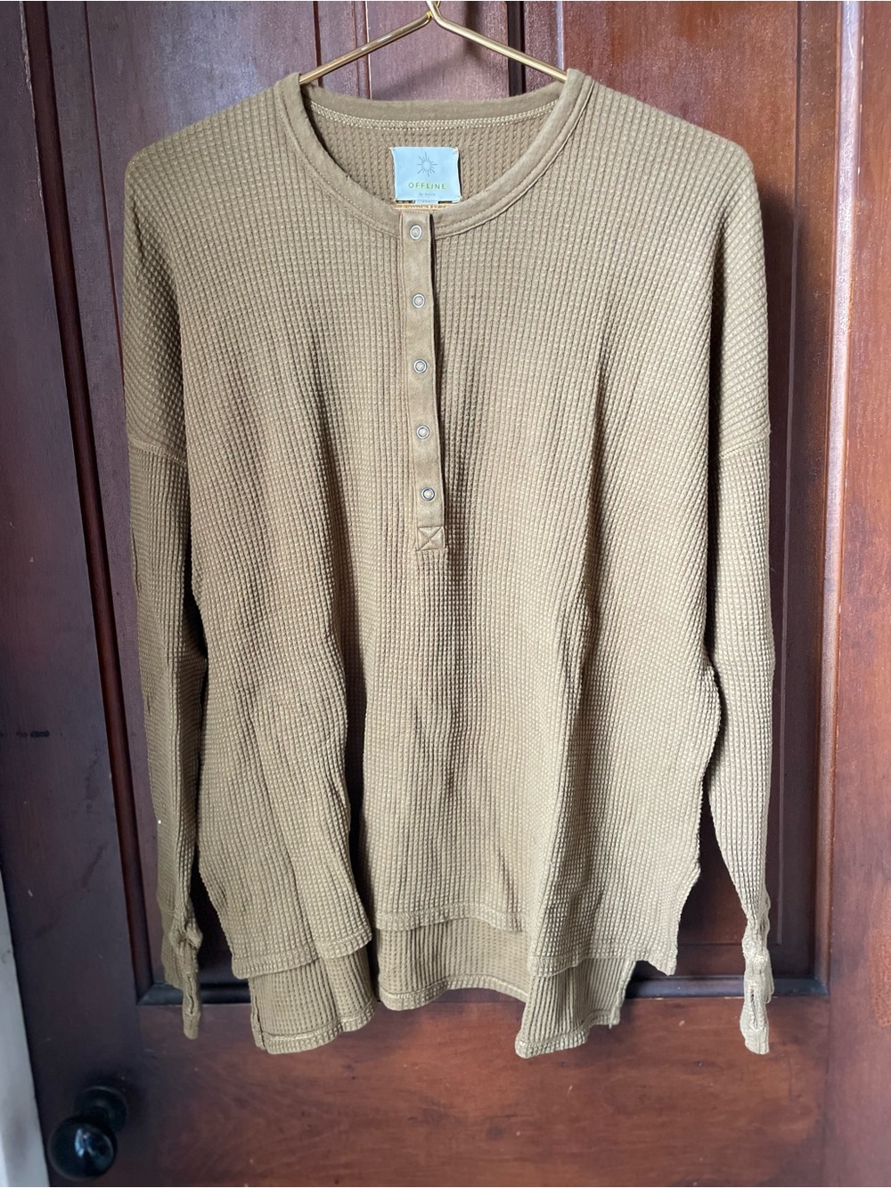 offline by aerie women's medium long sleeve henley top